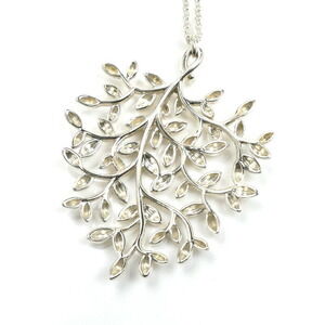 TIFFANY Co Silver Olive Leaf Necklace Long Chain